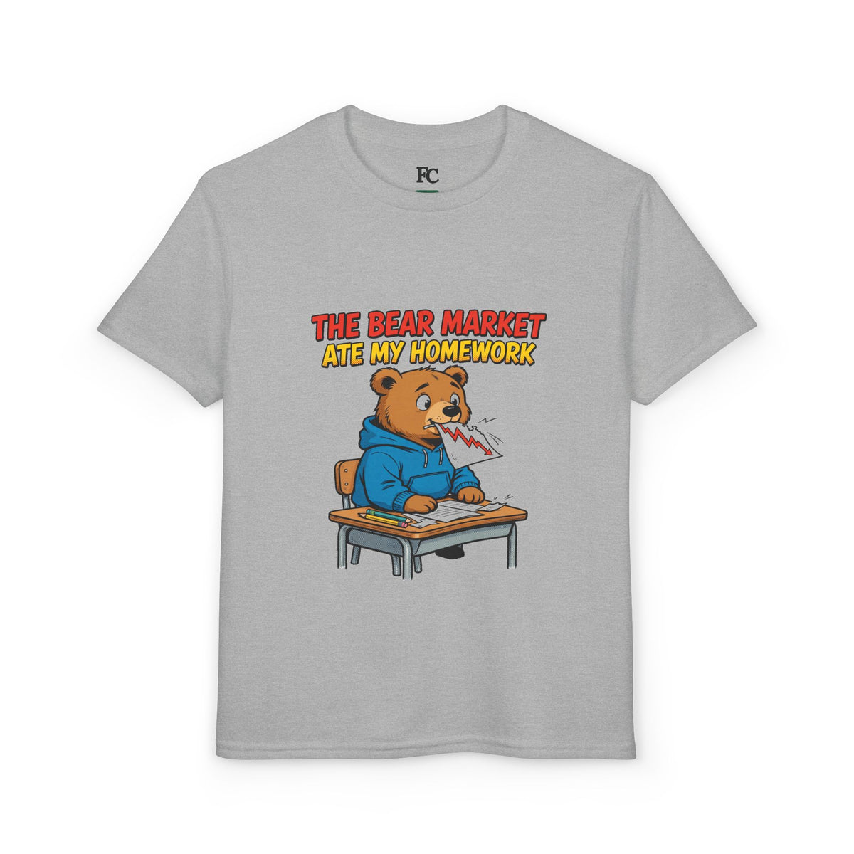 THE BEAR MARKET ATE MY HOMEWORK. Youth Tee | Funny Finance Kids Clothing