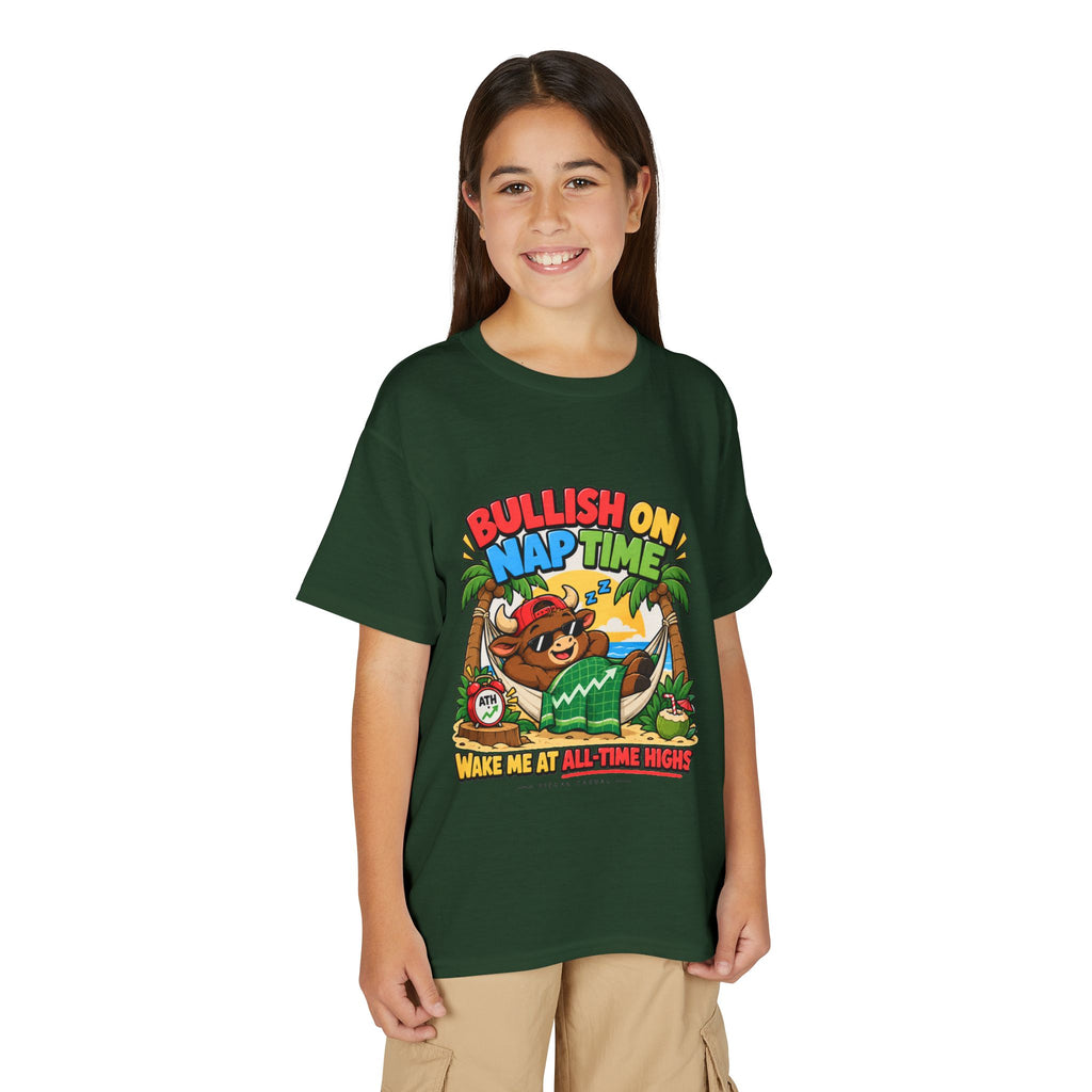 BULL NAP TIME. Youth Tee | Funny Finance Kids Clothing