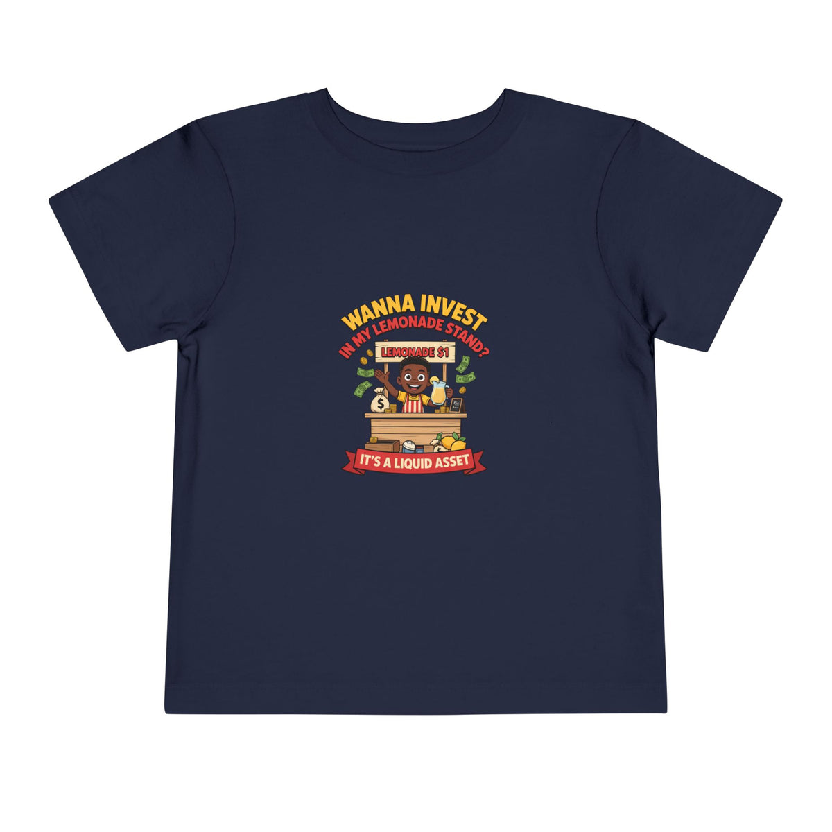 WANNA INVEST IN MY LEMONADE STAND? IT'S A LIQUID ASSET. Boys' Toddler Tee | Funny Finance Kids Clothing