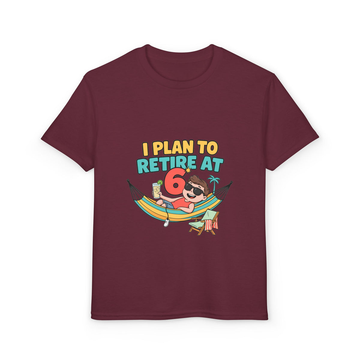 I PLAN TO RETIRE AT 6. Boys' Youth Tee | Funny Finance Kids Clothing