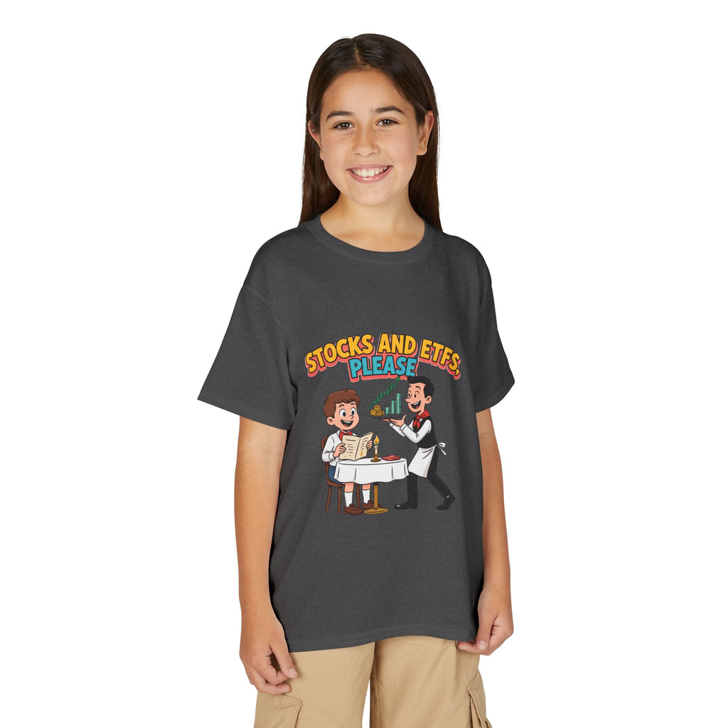 STOCKS AND ETFS, PLEASE. Boys' Youth Tee | Funny Finance Kids Clothing