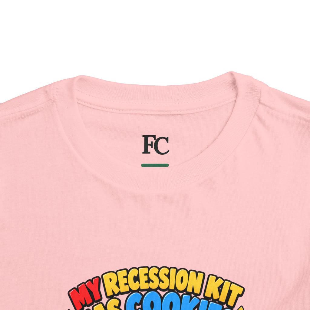 MY RECESSION KIT HAS COOKIES. Toddler Tee | Funny Finance Kids Clothing