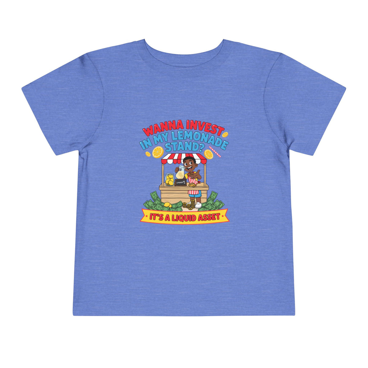 WANNA INVEST IN MY LEMONADE STAND? IT'S A LIQUID ASSET. Boys' Toddler Tee | Funny Finance Kids Clothing