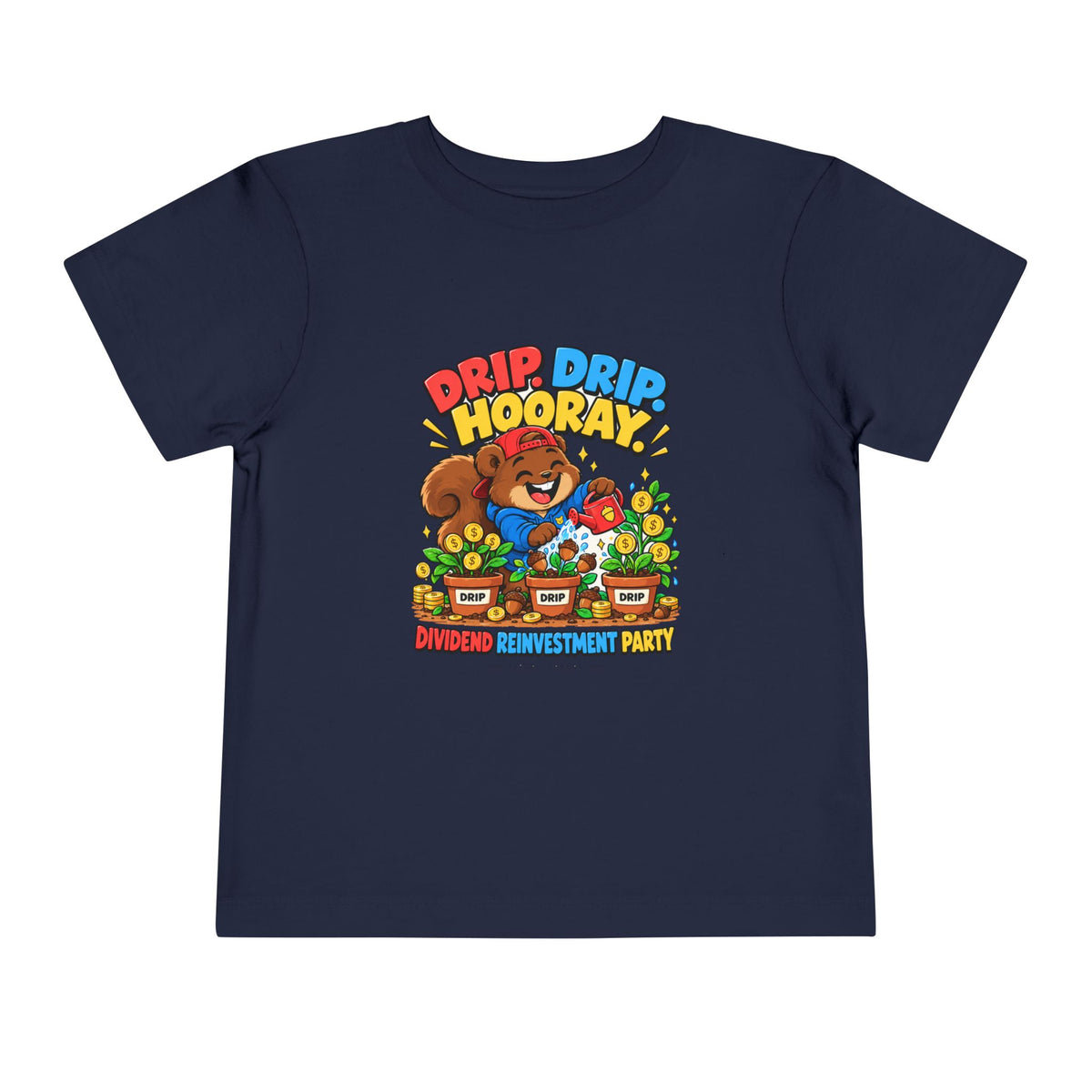 SQUIRREL DIVIDEND PARTY. Toddler Tee | Funny Finance Kids Clothing