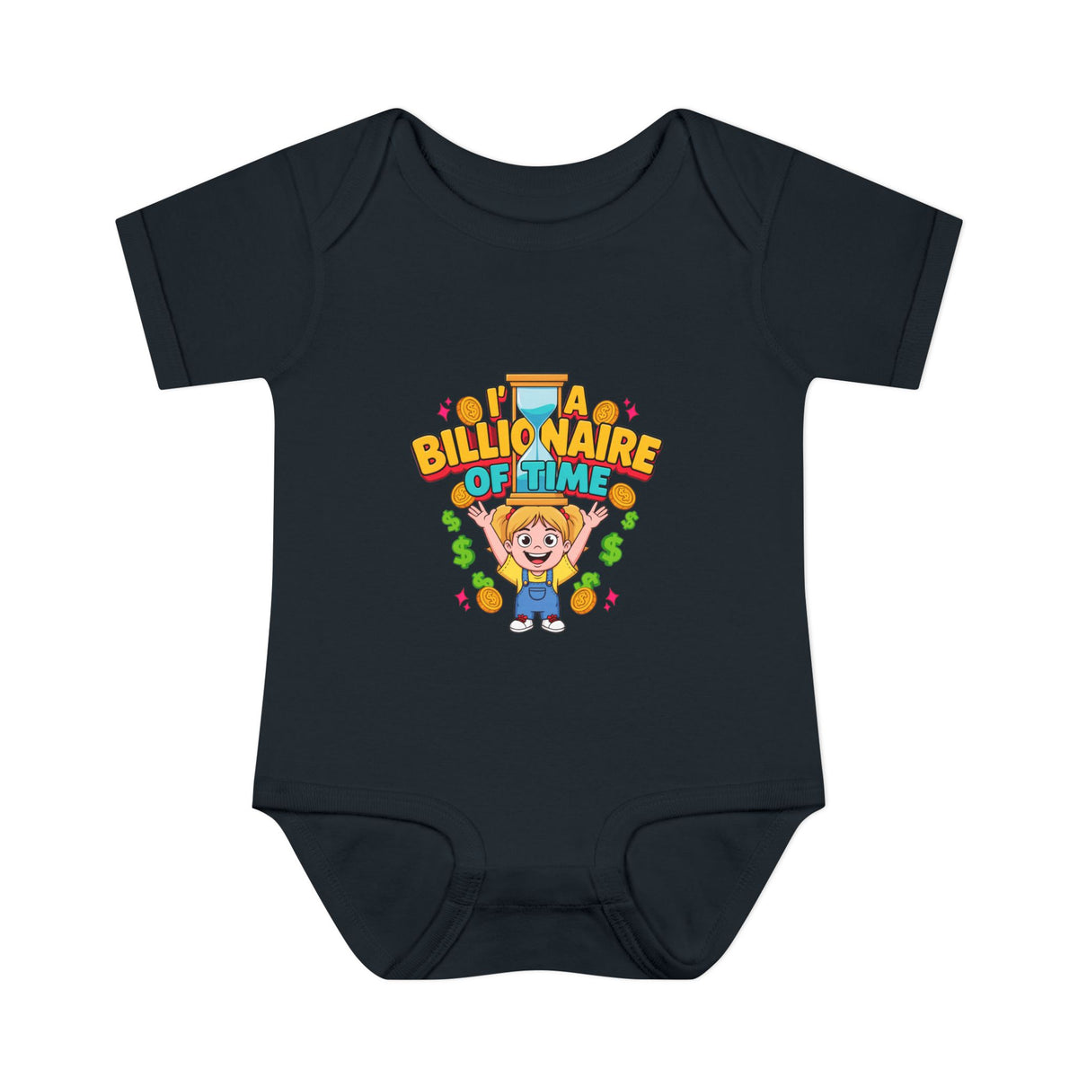 I'M A BILLIONAIRE OF TIME. Girls' Baby Bodysuit | Funny Finance Kids Clothing