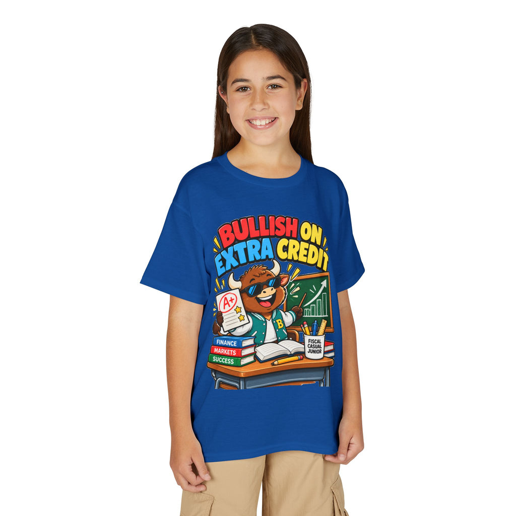 BULLISH ON EXTRA CREDIT. Youth Tee | Funny Finance Kids Clothing