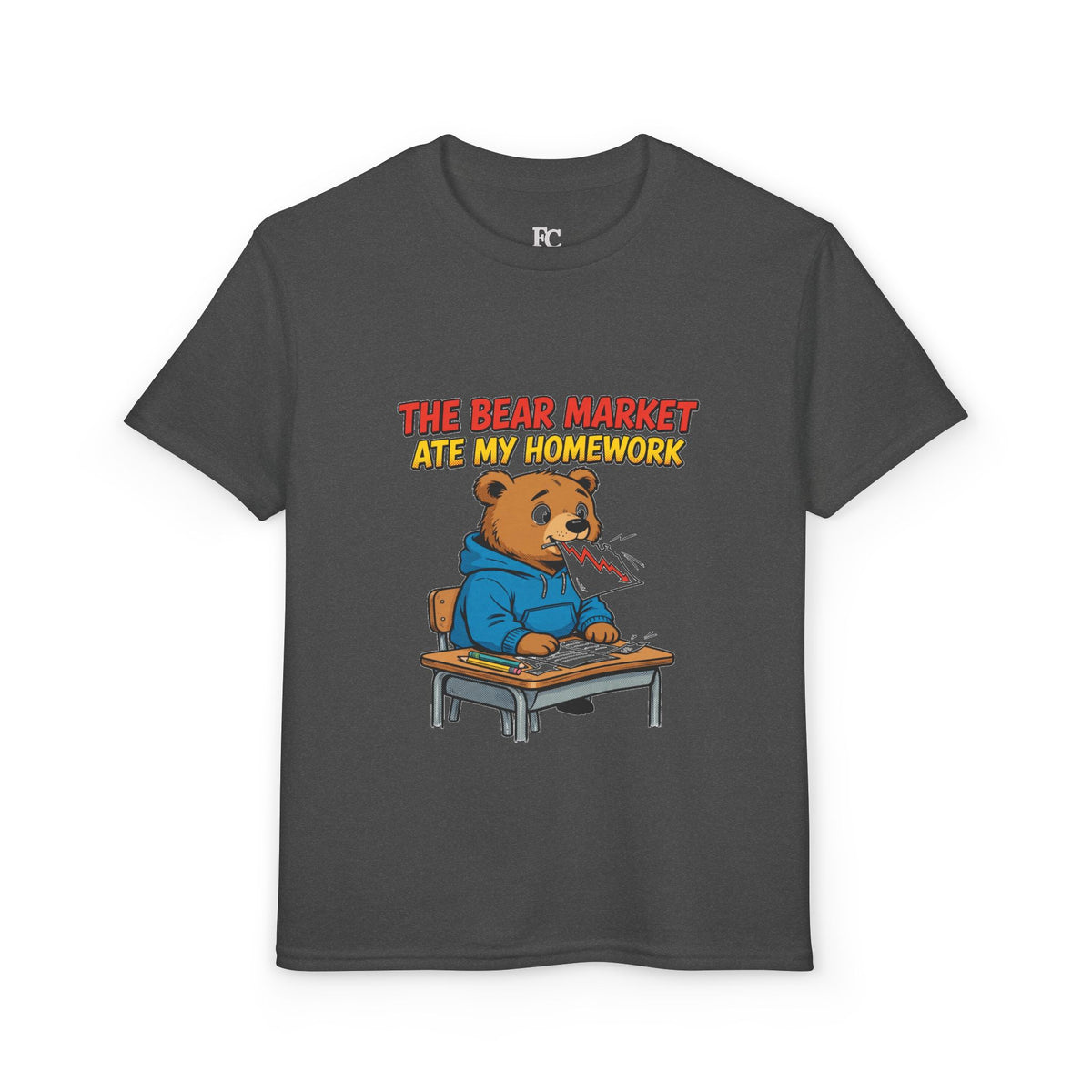THE BEAR MARKET ATE MY HOMEWORK. Youth Tee | Funny Finance Kids Clothing