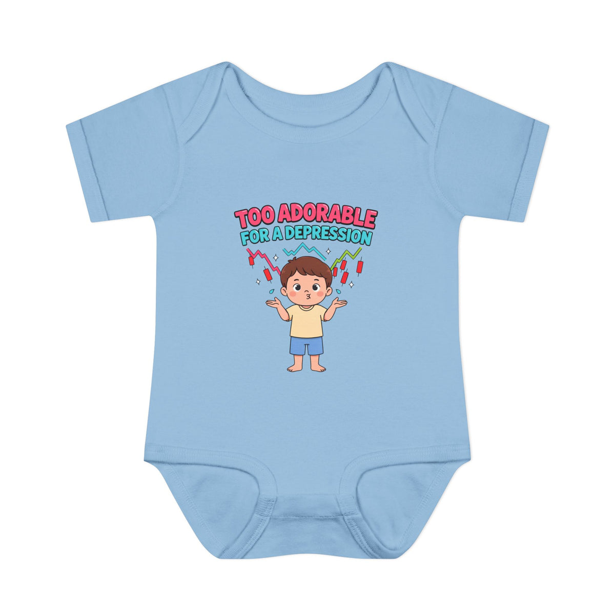 TOO ADORABLE FOR A DEPRESSION. Girls' Baby Bodysuit | Funny Finance Kids Clothing