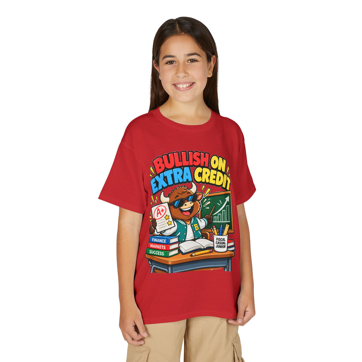 BULLISH ON EXTRA CREDIT. Youth Tee | Funny Finance Kids Clothing