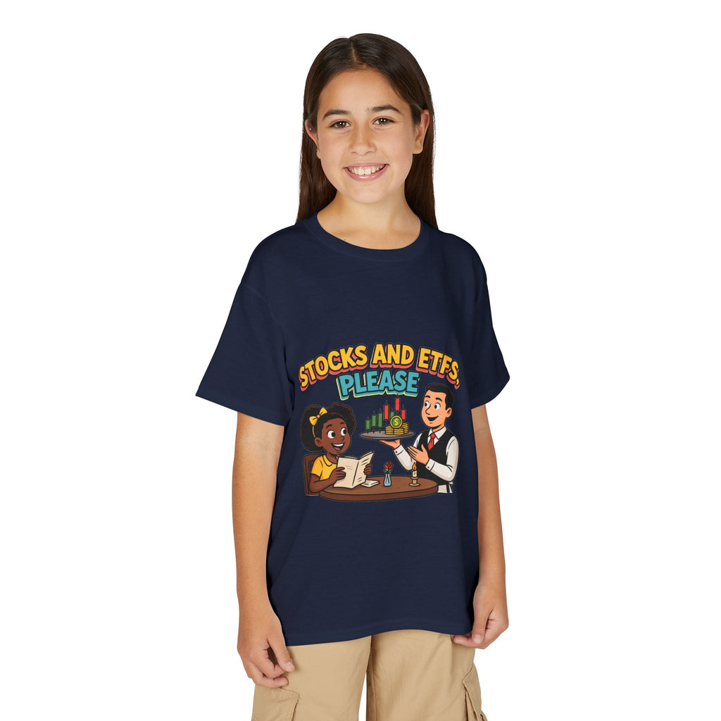 STOCKS AND ETFS, PLEASE. Girls' Youth Tee | Funny Finance Kids Clothing