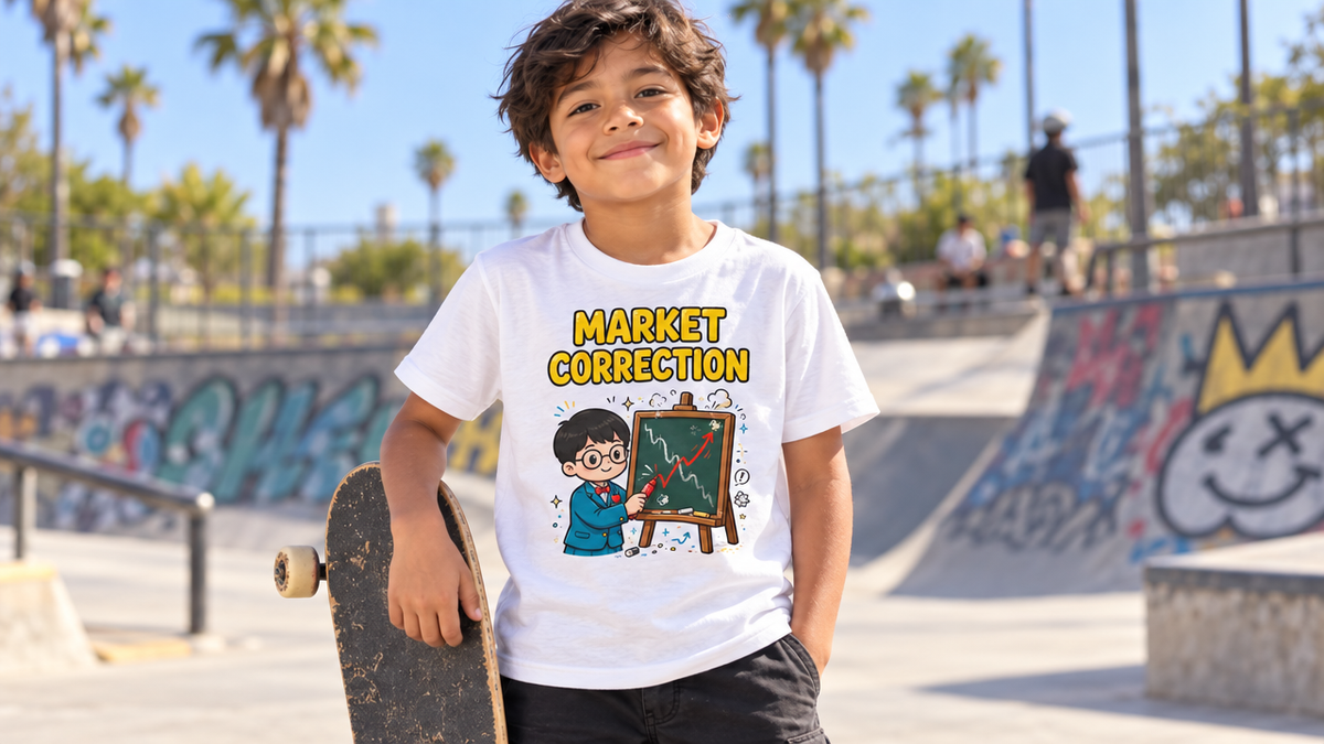 MARKET CORRECTION. Boys' Youth Tee | Funny Finance Kids Clothing