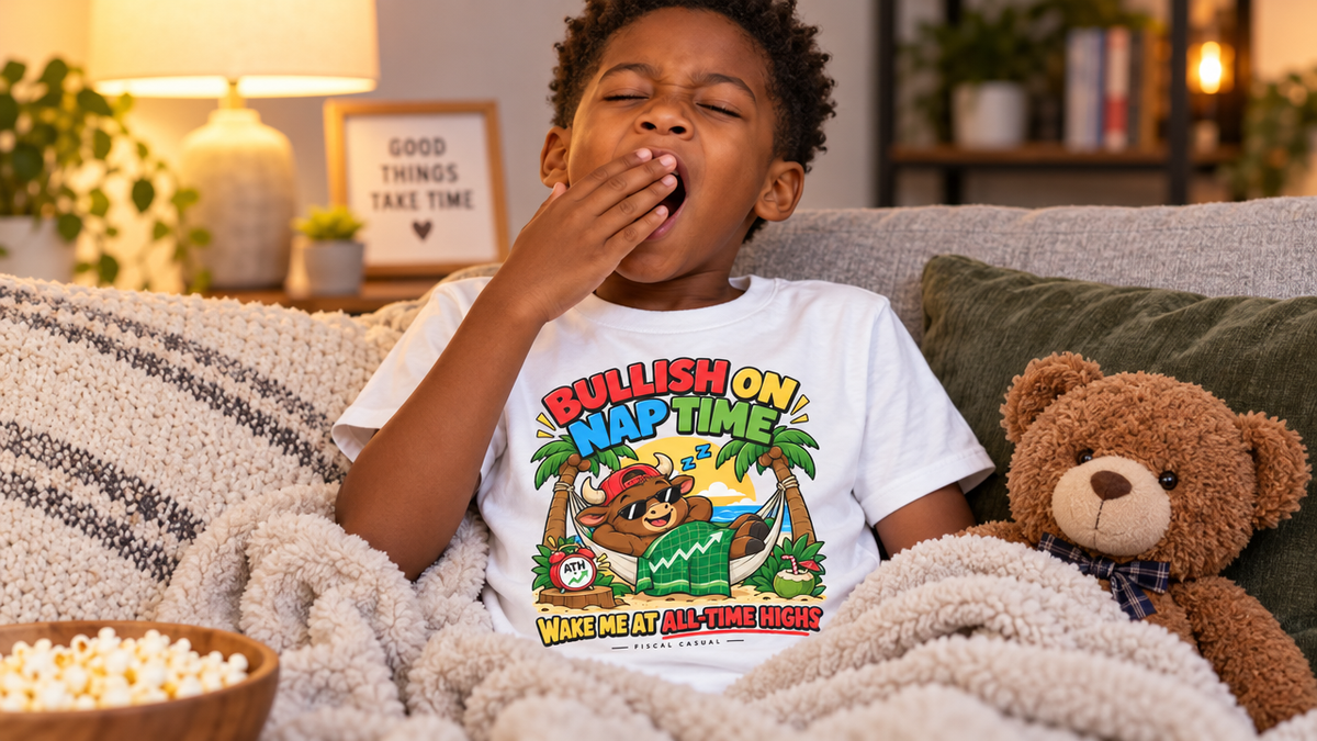BULL NAP TIME. Youth Tee | Funny Finance Kids Clothing