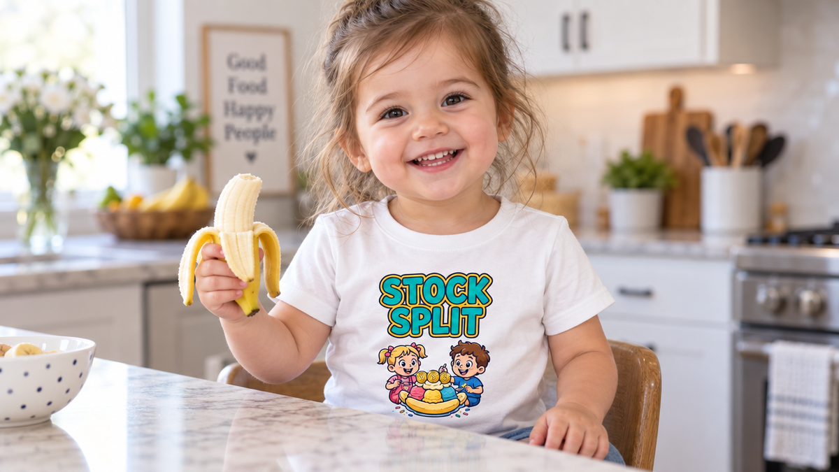STOCK SPLIT. Girls' Toddler Tee | Funny Finance Kids Clothing