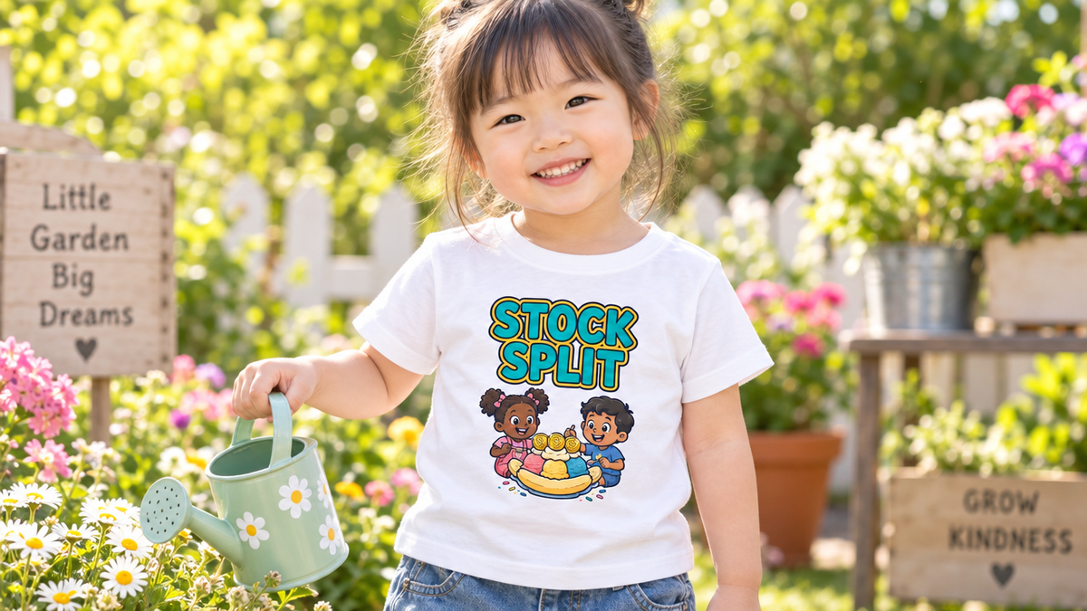 STOCK SPLIT. Girls' Toddler Tee | Funny Finance Kids Clothing